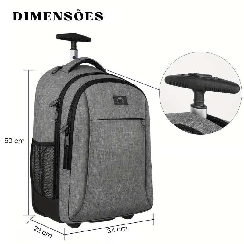 Mochila de Viagem Unissex com Rodas para Laptop - Resistente à Água